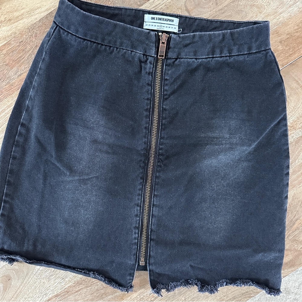 One Teaspoon Black Denim Mini Skirt